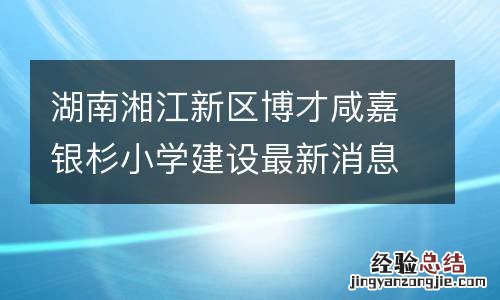 湖南湘江新区博才咸嘉银杉小学建设最新消息