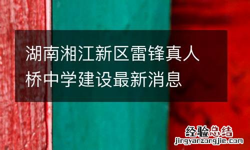 湖南湘江新区雷锋真人桥中学建设最新消息