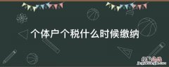 个体户缴税时间 个体户个税什么时候缴纳