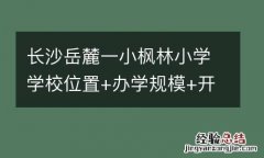 長沙嶽麓一小楓林小學學校位置+辦學規模+開學時間