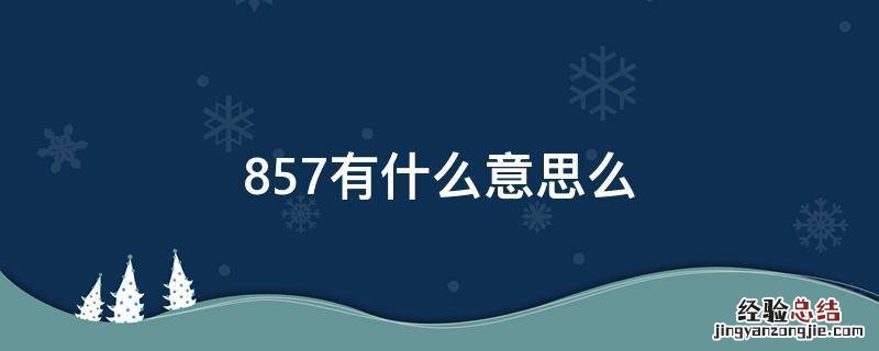 857到底是什么意思 857有什么意思么