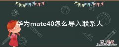 华为mate40怎么导入联系人 华为mate40怎么导出联系人