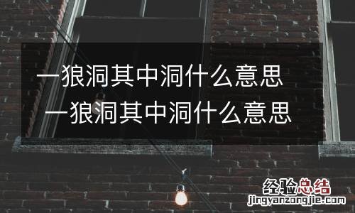 一狼洞其中洞什么意思 一狼洞其中洞什么意思?