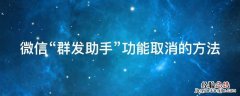 微信“群发助手”功能取消的方法 微信群发助手怎么取消里面的人