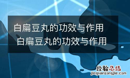 白扁豆丸的功效与作用 白扁豆丸的功效与作用禁忌