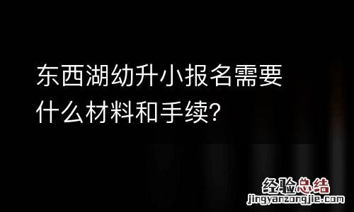 東西湖幼升小報名需要什麽材料和手續？