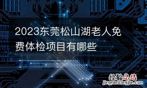 2023东莞松山湖老人免费体检项目有哪些