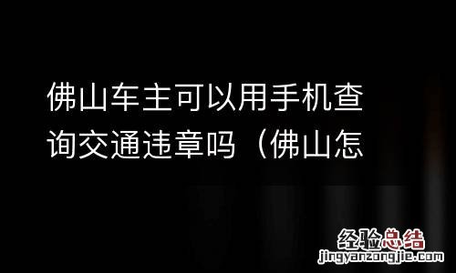 佛山怎么查违章车辆查询 佛山车主可以用手机查询交通违章吗