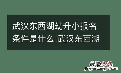 武汉东西湖幼升小报名条件是什么 武汉东西湖幼升小报名条件是什么样的