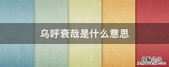 乌呼衰哉是什么意思 呜呼还是乌乎