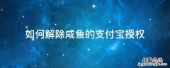 闲鱼支付宝未授权 如何解除咸鱼的支付宝授权