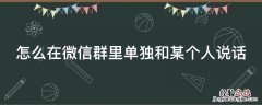 怎么在微信群里单独和某个人说话 怎么在微信群里单独和某个人说话呢