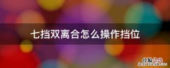 七挡双离合档位 七挡双离合怎么操作挡位
