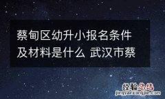 蔡甸区幼升小报名条件及材料是什么 武汉市蔡甸区幼升小网上报名时间