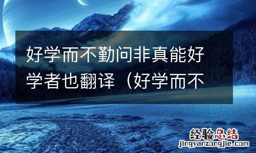 好学而不勤问非真能好学者也翻译什么意思 好学而不勤问非真能好学者也翻译