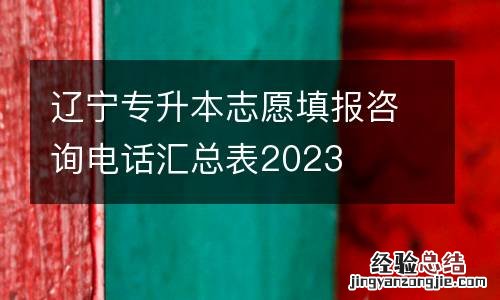 辽宁专升本志愿填报咨询电话汇总表2023