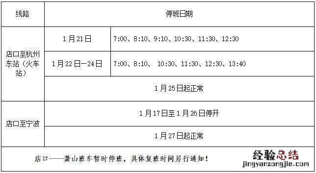 2023年紹興諸暨市客運大巴站春節期間發車時間