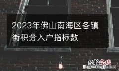 2023年佛山南海区各镇街积分入户指标数