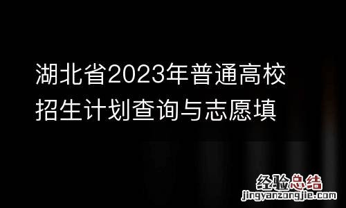 湖北省2023年普通高校招生计划查询与志愿填报辅助系统入口官网