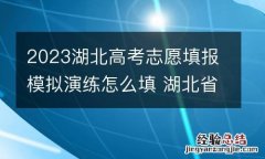 2023湖北高考志愿填报模拟演练怎么填 湖北省志愿填报模拟演练