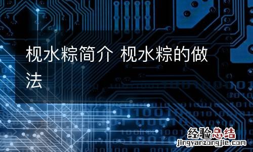 枧水粽简介 枧水粽的做法