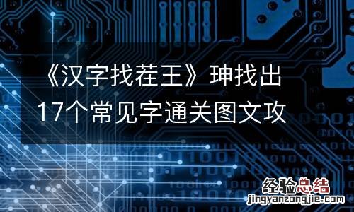《汉字找茬王》珅找出17个常见字通关图文攻略 找字珅怎么过