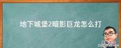 地下城堡2暗影巨龙怎么打暗影巨龙掉落什么 地下城堡2暗影巨龙怎么打