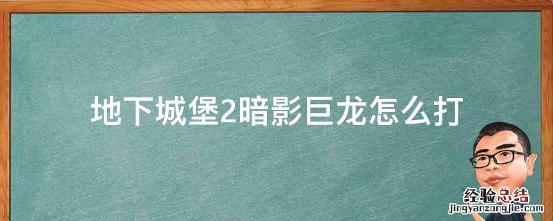 地下城堡2暗影巨龙怎么打暗影巨龙掉落什么 地下城堡2暗影巨龙怎么打