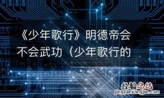 少年歌行的武功 《少年歌行》明德帝会不会武功