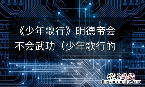 少年歌行的武功 《少年歌行》明德帝会不会武功
