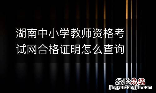湖南中小学教师资格考试网合格证明怎么查询