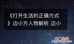 《打开生活的正确方式》边小方人物解析 边小方是个怎样的人