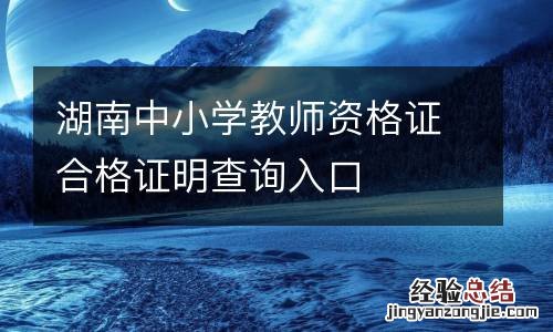 湖南中小学教师资格证合格证明查询入口