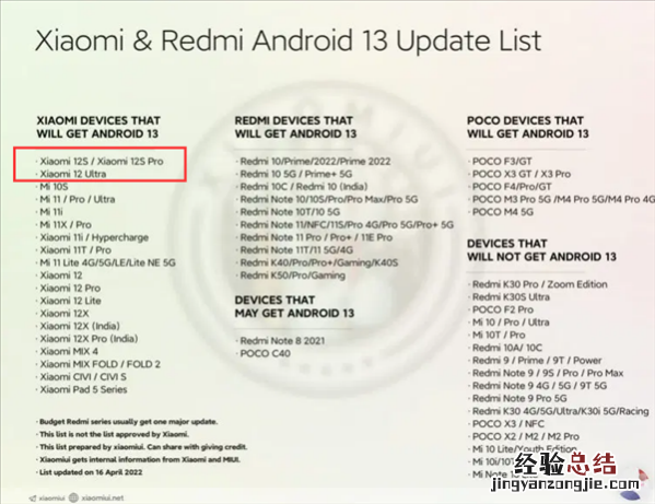 小米安卓13升级名单 小米升级Android 13机型名单汇总
