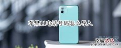 苹果11电话号码怎么导入