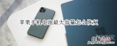 苹果手机电池最大容量怎么恢复