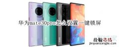 华为mate30pro怎么设置一键锁屏