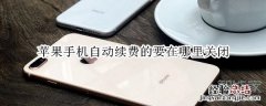 苹果手机自动续费的要在哪里关闭