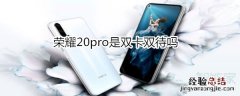 荣耀20pro是双卡双待吗